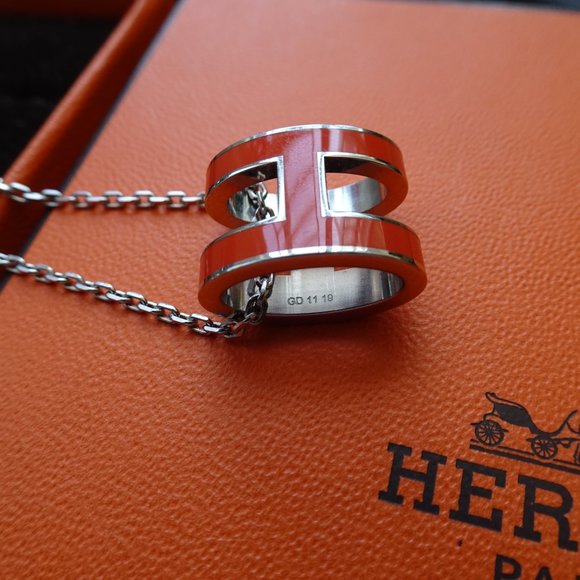 Hermes Pop H Ceramic Necklace Silver Chain - Picture 6 of 13